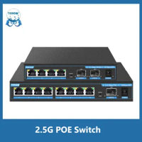 TEROW 2.5G POE Switch 2.5g Network Ethernet Switch 4 Port 8 Port Unmanaged LAN Hub Fanless AI WTD Plug and Play for Wifi Router
