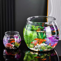 全新熱賣透明塑膠客廳桌面擺飾圓形魚缸家用優選美烏龜缸金魚缸  魚缸 透明缸 生態缸 養殖缸 透明塑料缸 亞克力魚缸