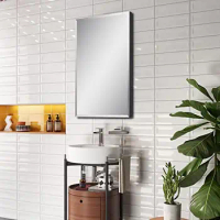 Black Aluminum Bathroom Wall Cabinet with Mirror Adjustable Glass Shelves Soft Close Hinge 14 x 24 inches Reversible Opening