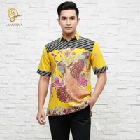 Hem Batik Pria Merak Bagus | Baju Batik Kerja Pria XXL Kuning