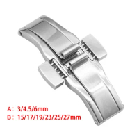 Stainless Steel Butterfly Buckle Universal Metal Clasp Double Press Button for Tissot 1853 T035617 T035439 Watch Accessories