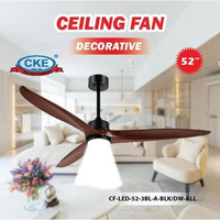 CKE Kipas Plafon Gantung Modern 52 Inch – Ceiling Fan 3 Blade Dekorasi Rumah Minimalis Dark Walnut