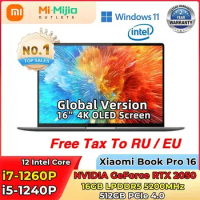 【EU Stock】Xiaomi Book Pro 16 2022 Laptop 16"Intel Core i7-1260P/i5-1240P 16G 512GB SSD 4K OLED Touch Screen Notebook Window 11