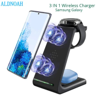 ALDNOAH 3 in1 Wireless Charging Station For Samsung Galaxy Watch/Buds/S10/S9 Fast Wireless Charger For Samsung Note10/Note9