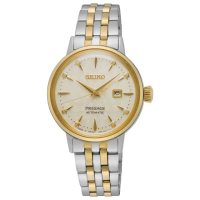 【SEIKO 精工】Presage 調酒師白色佳人White Lady美鑽機械女錶-金x雙色/30.3mm(SRE010J1/2R05-00A0GS)