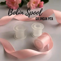 No Brand Bobbin Gulungan Pita Satin Spool Plastik Transparan Organizer Pita VARIAN 3 Bobin+kerts