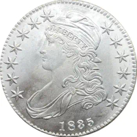 1835 United States 50 Cents ½ Dollar Liberty Eagle Capped Bust Half Dollar Cupronickel Plated Silver White Copy Coin