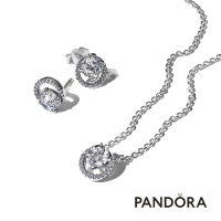 【Pandora官方直營】圓形鑲邊寶石項鏈耳環套組