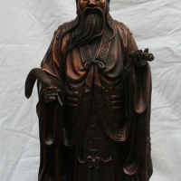 USPS to USA S2154 16" Chinese Taoism Leader Bronze Stand High Lord Laojun Taoist Buddha God Statue
