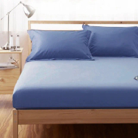 【LUST】素色簡約 寶藍 100%純棉、單人加大3.5尺精梳棉床包/歐式枕套《不含被套》(台灣製造)