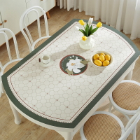 法式橢圓形桌布防水防油防燙免洗pvc皮革茶幾餐桌墊弧形可裁剪桌