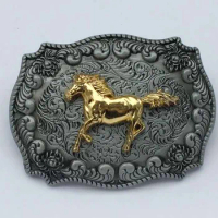 Western Cowboy belt buckle Metal Gold Horse Metal Fashion Mens Buckles Jeans Accessories Fit 4cm Wideth Belt