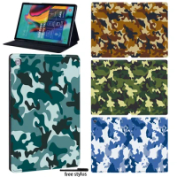 Camouflage Folio Tablet Case for Samsung Galaxy Tab A 10.1(T510/T550)S5e(T720/T725)Tab S6 Lite(P610/P615)A 8.0(T290/T295)A8 10.5