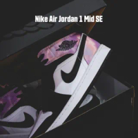【NIKE 耐吉】休閒鞋 Air Jordan 1 Mid SE 男鞋 黑 星空紫 渲染 AJ1 高筒(DM1200-001)
