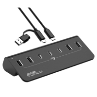 【伽利略】USB3.2 10Gbps 4A3C 7Port集線器(H718AC-BK)