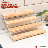 Tama Rak Kayu Susun Aesthetic Display Tempat Parfum Storage Bumbu Dapur Make up Kosmetik Acrylic Jat