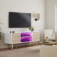 Modern TV Stand for TVs up to 60 inch Flat Screen Wood TV Console Media Cabinet with Storage,for Living Room Bedroom，55 inch