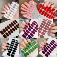 16Tips Semi-cured Gel Nail Wraps Sticker Pure White/Black/Nude Long Lasting Full Cover Gel Nail Stcikers Full Cover Decal