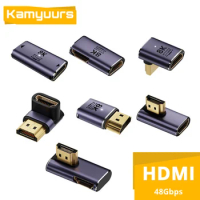 HDMI-compatible Adapter Splitter Male to Female 90 270 Degree Right Left Converter 8K@60Hz Extender for PS4 HDTV Laptop Monitor