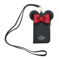 Kate Spade X Disney 迪士尼聯名立體米妮皮革掛繩卡包/票卡夾 黑色