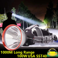 100W Super SST40 Most Powerful Led Headlamp High Power Headlight 18650 Rechargeable Head Flashlight Fishing Head Laml Torch