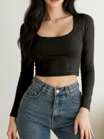 (COD) OH Fashion Luicy Top Long Sleve Square Top #2A88