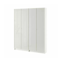 BILLY/HÖGBO 書櫃附玻璃門板組合, 白色, 160x202 公分