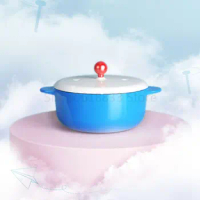 22cm Cartoon Smiley Face Enamelled Cast Iron Pot Kitchen Supplies Cooking Pots Household Induction Cooker Soup Stew Pot Soup Pot