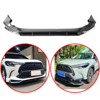 For Toyota Corolla Cross 2020-2022 GR Style Car Front Bumper Lip Spoiler Body Kit Glossy Black Carbon Fiber Look