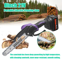 21V 8inch Portable Electric Chain saw Pruning Saw Mini Wood Spliting Chainsaw Brushless Motor One-handed Woodworking garden tool