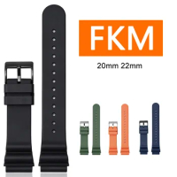 Fluoro Rubber Strap for Seiko 20mm 22mm FKM Watch Band Stainless Steel Buckle Waterproof Diving Men Women Replacement Watchband