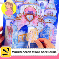Paper book toca boca Putri cantik berdandan buku stikeStiker Kastil Berkilau Castle Buku Stiker Gele