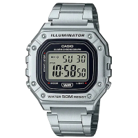 【CASIO 卡西歐】科技質感數位電子不銹鋼腕錶/銀(W-218HD-1A)