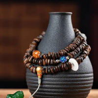 Submerged Brunei Agarwood bracelet fidelity with simple 108 Buddha beads ladies multi-circle bracelet female