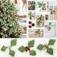 Christmas Decorations Artificial Red Berry Holly Leaves DIY Christmas Wreath Crafts Gift Box Ornaments Xmas Tree Decor Navidad