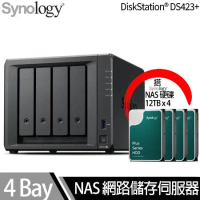 Synology群暉科技 DS423+ NAS 搭 Synology HAT3300 Plus系列 12TB NAS專用硬碟 x 4