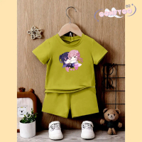 ComfyCo88 - Setelan Anak Celana Pendek Perempuan 2-10 Tahun Motif TUYU Hug
