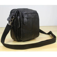 Fashion Cowhide Genuine Leather Men's Messenger Bag Small Capacity Shoulder For Male Crossbody Sling Casual Black M150