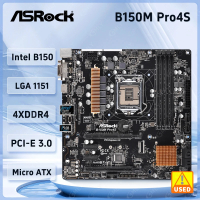 B150 ASRock B150M PRO4S เมนบอร์ด LGA 1151 In B150รองรับ I5-6500 6600 6100 7600 7300 6300 Cpu 64GB Mi