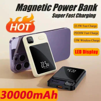 30000mAh Power Bank Magnetic 22.5W Super Fast Charging Qi PD20W Wireless Charger Powerbank for iPhone 15 Samsung Huawei Xiaomi