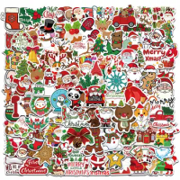 100PCS No-repeat New Christmas Stickers Cartoon Laptops Luggage Scooters Stickers DIY Toys Gift