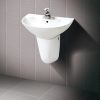 【麗室衛浴】日本INAX GL-288VFC-TW 面盆+短腳柱 L-288 採用伊奈獨家防污技術 防止水垢 抗菌力強