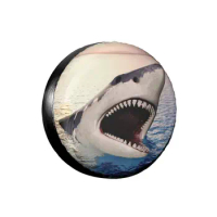 Shark 14" 15" 16" 17" Inch Leather Spare Tire Cover Case Bag Pouch Protector Car Tyres for Jeep Hummer Honda Cars Accessories