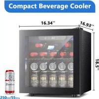 Joy Pebble Beverage Refrigerator Cooler 12 Bottle 48 Can - Mini Fridge with Glass Door for Beer Drinks Wines,Freestanding