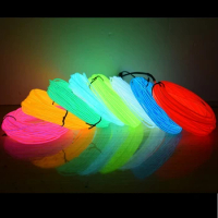 50M 100M 200M EL Wire 2.3MM Electroluminescence Wire Light 10 Colors Flexible Neon Light Luminotron Rope Glow Tube