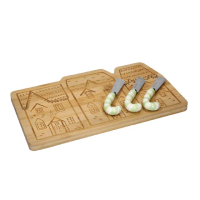 【KitchenCraft】竹製輕食盤+起司刀3入 歡樂聖誕(起司盤)