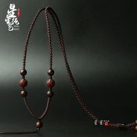 小葉紫檀蓮花掛繩男女手工編織紅繩黃金玉佩翡翠高檔吊墜項鏈繩子