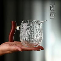 日式玻璃公道杯手柄高檔倒茶公杯木把功夫茶具配件分茶器功道茶杯