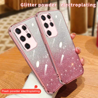 Case For Samsung Galaxy S24Ultra S24 S23 S23FE S22 S21 S20 S10 Note 20 Electroplated Glitter Phone Cover Protective Shell Coque