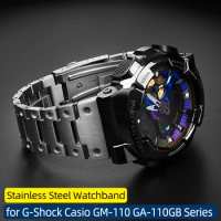 16mm Stainless Steel Solid Turtle Buckle Strap for G-Shock Casio GM-110 GA-110GB Series Small Steel Gun Metal Watchband